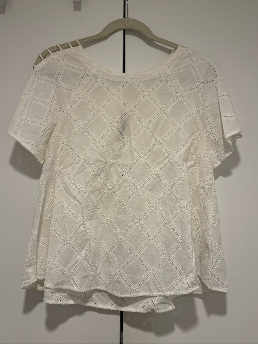 Madewell Cream Diamond Eyelet Short Sleeve Top